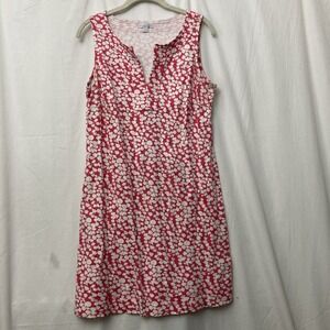New York & Company Pink & White V-Neck Floral Sleeveless Knee Length Dress- SZ L